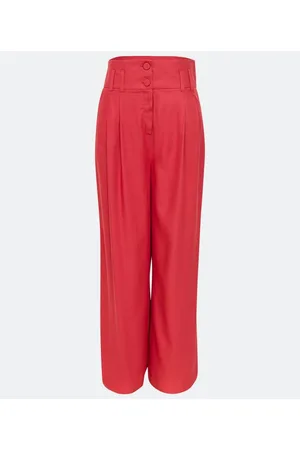 Cortelle Calça Pantolona em Viscose com Cós Largo e Pregas
