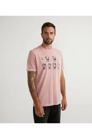 Marfinno Camiseta Manga Curta em Algodão com Estampa com Designs de Copos de Café