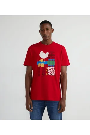 Woodstock Camiseta Manga Curta em Algodão com Estampa