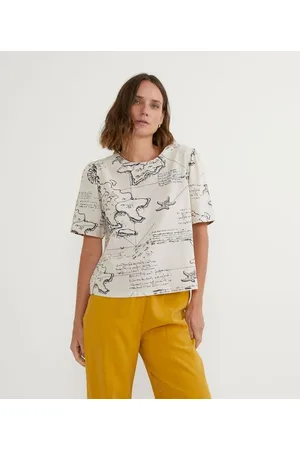 Cortelle Blusa em Viscose com Estampa de Mapa do Tesouro