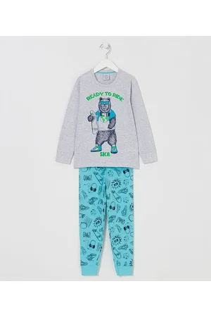 Cubus Pijama Longo Infantil com Estampa de Urso Skatista - Tam 5 a 14 anos