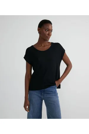 Marfinno Blusa Manga Curta em Viscose sem Estampa