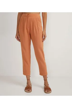 Blue Steel Calça Cenoura Alfaiataria em Linho com Pregas