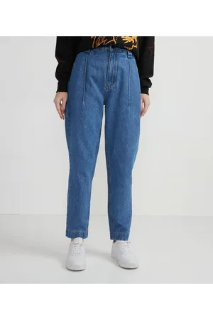 Blue Steel Calça Mom Jeans com Recortes e Barra Ajustada