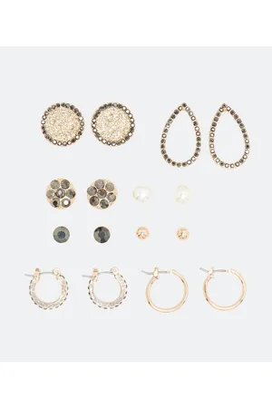 Cubus Kit 8 Brincos em Metal com Detalhes em Strass