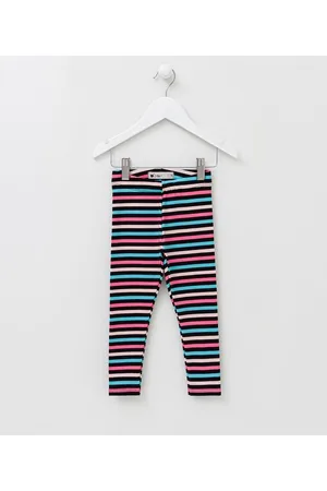 Póim (1 a 5 anos) Calça Legging Infantil em Molecotton Listrada - Tam 1 a 5 anos