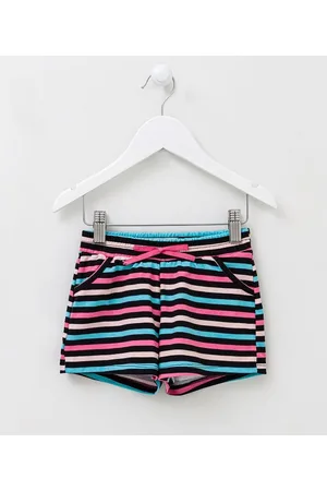 Póim (1 a 5 anos) Short Infantil em Cotton Listrado - Tam 1 a 5 anos