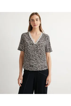 Cortelle Blusa Manga Curta em Poiliéster com Estampa Animal Print Zebra