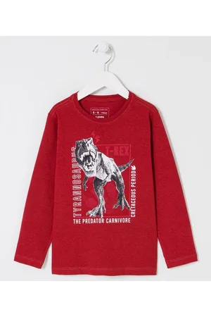 Fuzarka Camiseta Infantil com Estampa de Dinossauro T-Rex - Tam 5 a 14 anos