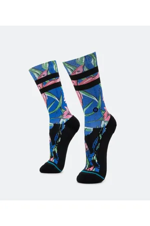 Stance Meia Cano Alto com Padronagem Floral Listras e Blocos de Cor