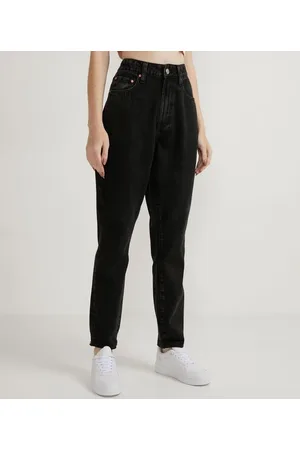 Blue Steel Calça Mom Jeans com Bolsos e Barra Dobrada