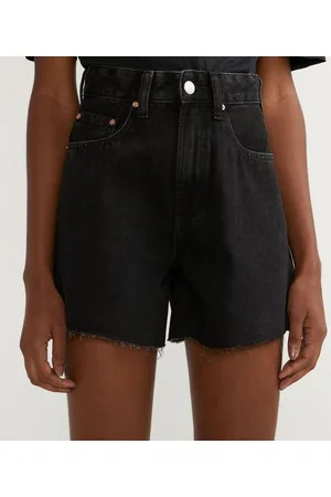 Blue Steel Bermuda Cintura Alta Jeans com Barra a Fio