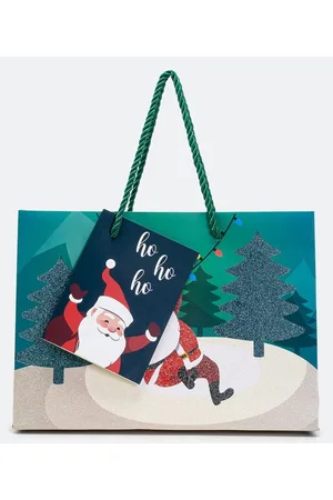 Cubus Embalagem de Presente Estampa Papai Noel com Glitter Natal