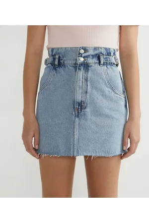 Blue Steel Saia Clochard Jeans com Detalhe no Cós e Barra a Fio