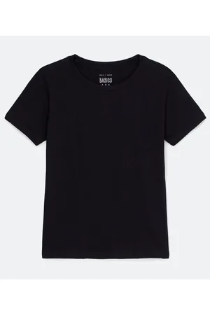 Blue Steel Blusa Alongada em Algodão Peruano com Gola Redonda e Manga Curta