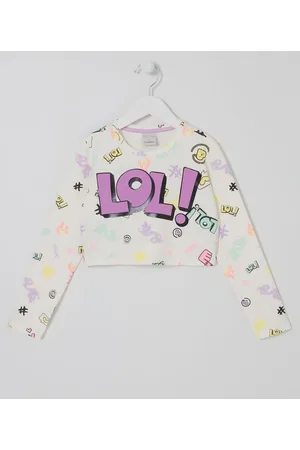 Fuzarka Blusa Infantil Cropped com Estampa em Lettering LOL