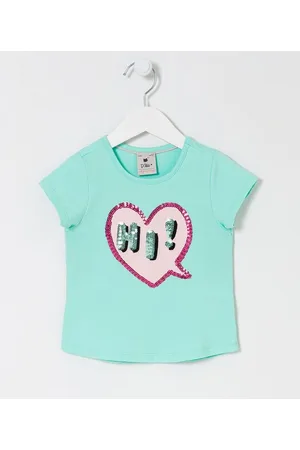 Póim (1 a 5 anos) Blusa Infantil com Estampa de Coração em Paetê - Tam 1 a 5 anos