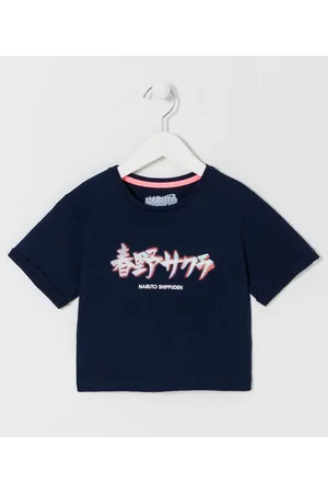 Naruto Blusa Cropped Infantil com Escrita do - Tam 5 a 14 anos