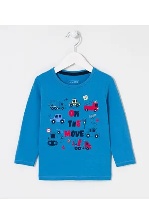Póim (1 a 5 anos) Camiseta Infantil com Estampa de Carrinhos Coloridos - Tam 1 a 5 anos