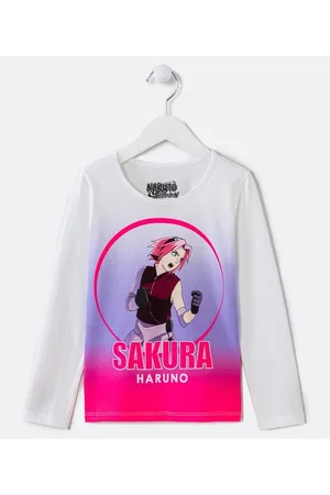 Naruto Blusa Infantil Dip Dye com Estampa Sakura Haruno - Tam 5 a 14 anos