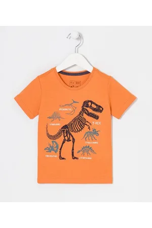 Póim (1 a 5 anos) Camiseta Infantil com Estampa Dinossauros Esqueletos - Tam 1 a 5 anos