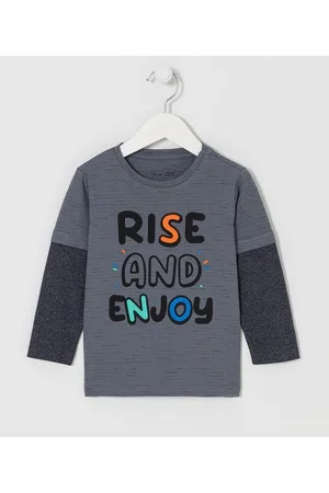 Póim (1 a 5 anos) Camiseta Infantil com Manga Sobreposta e Estampa Escrita - Tam 1 a 5 anos
