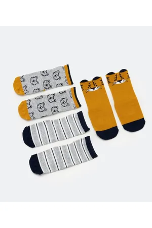 Teddy Boom Kit 3 Pares de Meias Infantil com Estampa de Tigre - Tam 0 a 12 meses