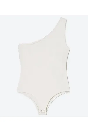 Cortelle Body Canelado com Ombro Único e Sem Estampa