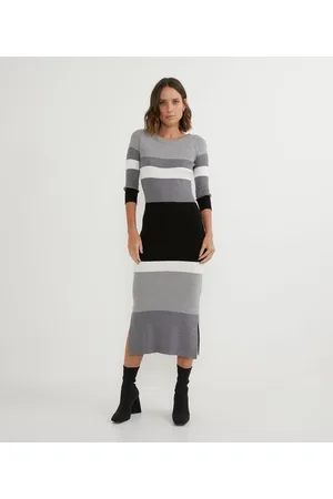 Cortelle Vestido Midi em Tricô Listrado