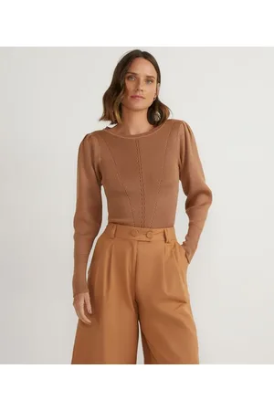 Cortelle Blusa Texturizada em Tricô com Manga Bufante