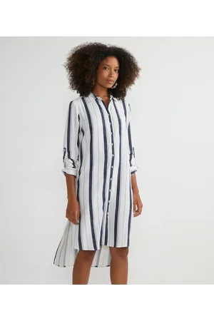 Marfinno Camisa Chemise em Viscose com Estampa Listrada
