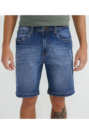 Marfinno Bermuda Slim em Jeans com Barra Dobrada