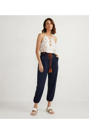 Marfinno Calça Harem em Viscose com Detalhe no Bolso e Cordão na Cintura