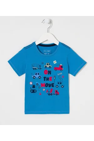 Póim (1 a 5 anos) Camiseta Infantil com Estampa de Carrinhos Coloridos - Tam 1 a 5 anos