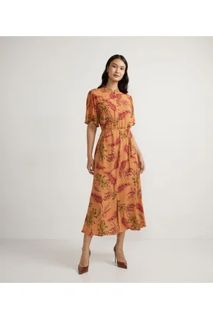 Cortelle Vestido Longo em Viscose com Manga Godê