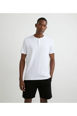 Marfinno Camiseta Regular Em Algodão Com Gola Henley e Manga Curta