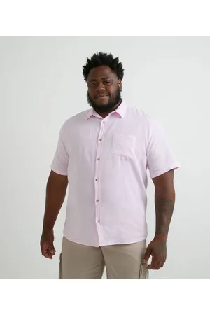 Marfinno Camisa Comfort Em Linho Manga Curta Com Bolso - Plus Size