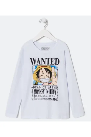 Camiseta Infantil com Estampa Luffy One Piece - Tam 5 a 14 Anos