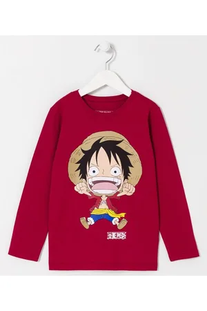 Camiseta Infantil com Estampa Luffy One Piece - Tam 5 a 14 Anos