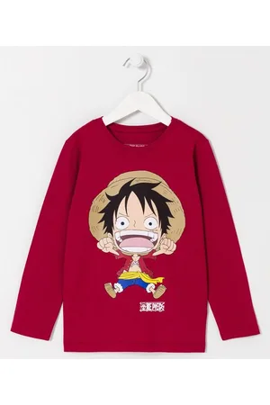 Camiseta Infantil com Estampa de Luffy One Piece - Tam 5 a 14 anos