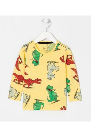 Póim (1 a 5 anos) Camiseta Infantil com Estampa Dinossauros - Tam 1 a 5 anos