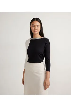 Cortelle Blusa em Viscolycra com Gola Canoa e Manga Longa