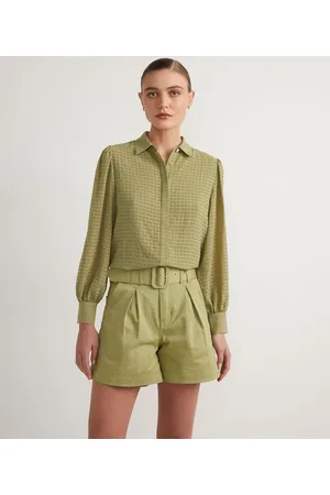 A-Collection Camisa em Chiffon com Manga Longa Bufante