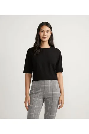 Cortelle Blusa Cropped em Viscose com Manga Diferenciada