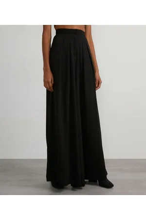 Blue Steel Calça Pantalona em Crepe com Bolsos e Pregas
