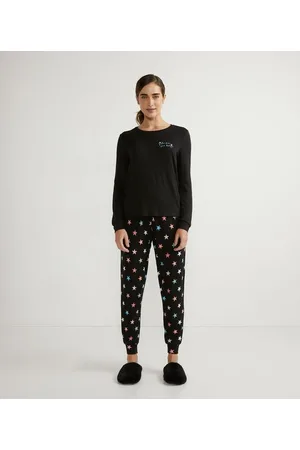 Love & Toast Pijama Longo com Estampa de Estrelinhas na Calça