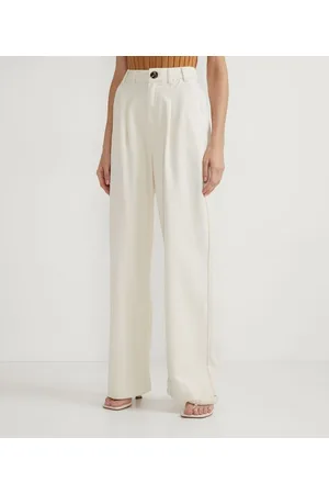 Marfinno Calça Wide Leg em Sarja com Pregas