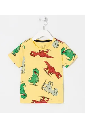 Póim (1 a 5 anos) Camiseta Infantil com Estampa de Dinossauros - Tam 1 a 5 anos