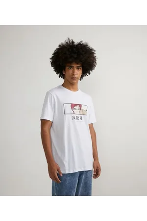 Naruto Camiseta Manga Curta em Algodão com Estampa do Gaara