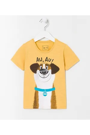 Póim (1 a 5 anos) Camiseta Infantil com Estampa Cachorrinho - Tam 1 a 5 anos
